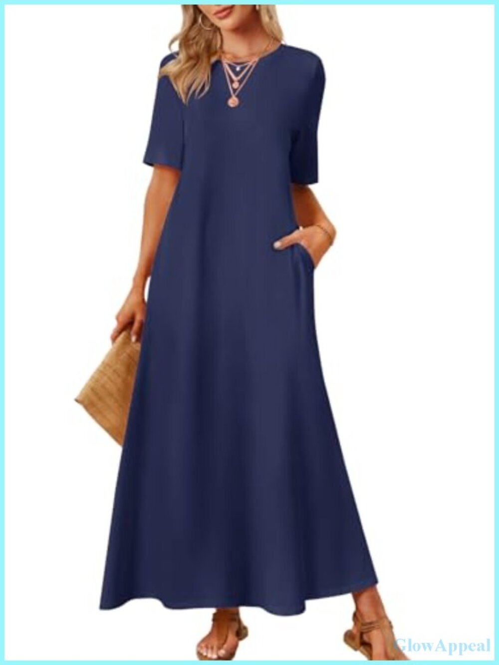 Soft Cotton Spandex Maxi T-Shirt Dress with Pockets Loungewear